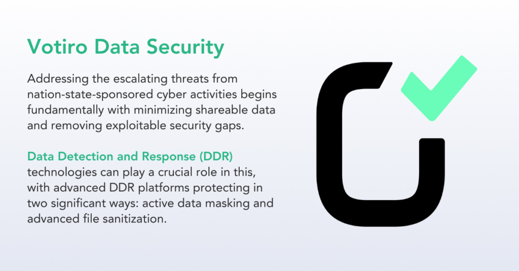 Addressing threats from nation-state-sponsored cyber activities begins with minimizing shareable data and removing exploitable security gaps. 

DDR technologies can play a crucial role in this.