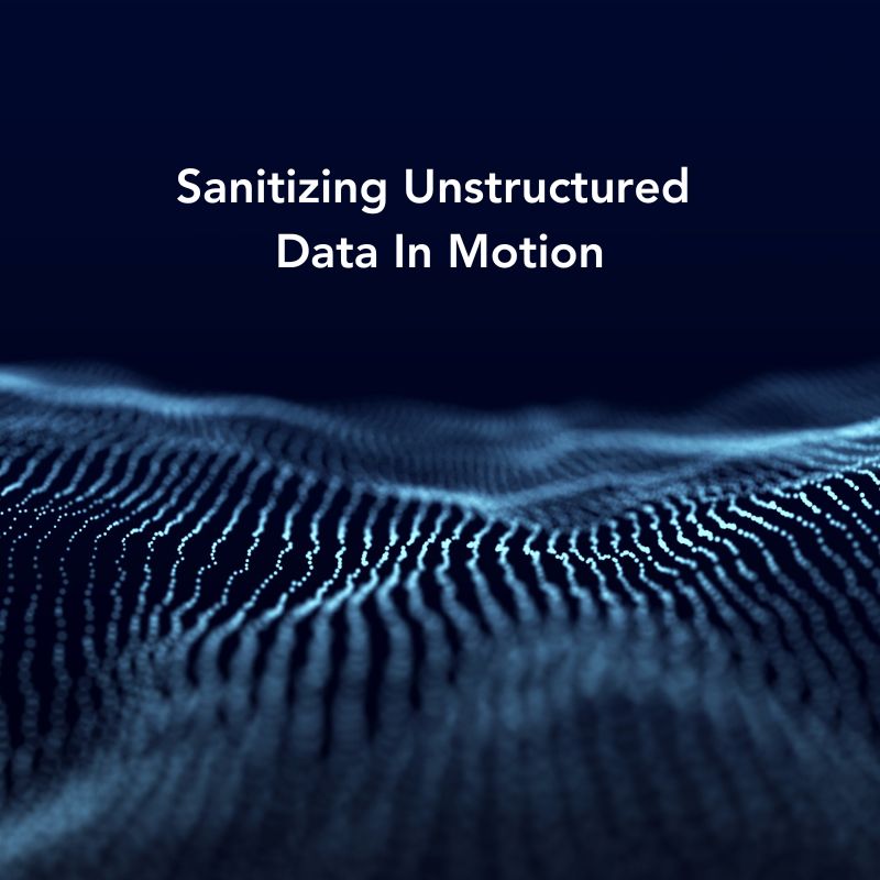 Text: sanitizing unstructured data in motion. Image: digital wave.