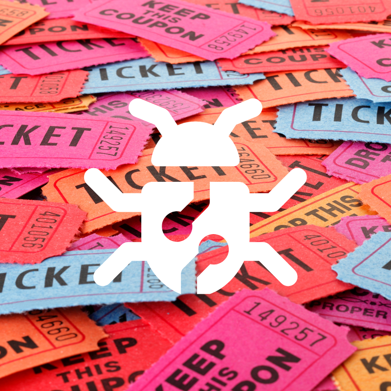 A malware bug over the top of a pile of tickets