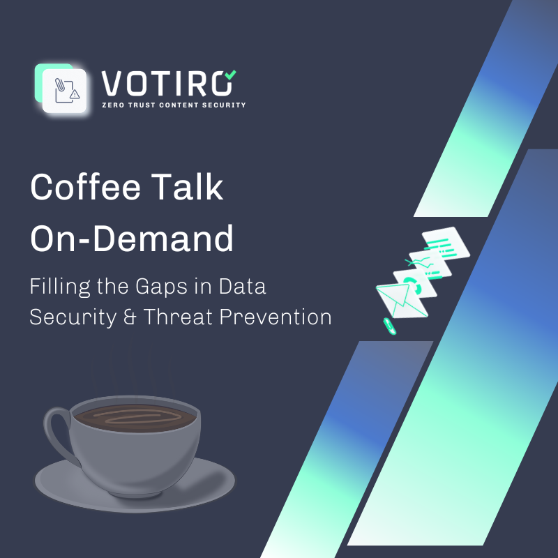 Image of a coffee mug to promote the on-demand Coffee Talk Series: filling the gaps in data security and threat prevention