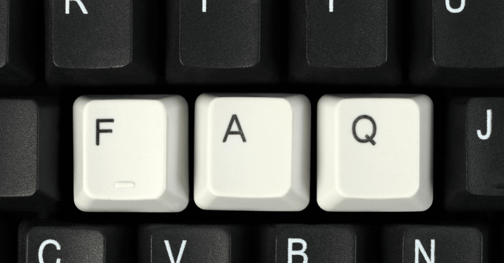The letters F.A.Q. for Frequently Asked Questions stand out on a keyboard