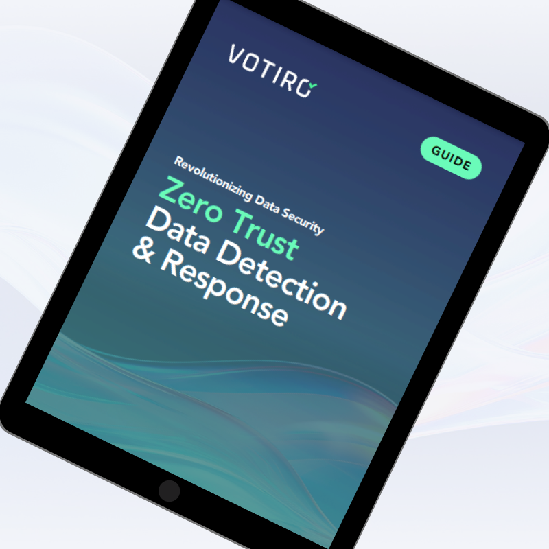 The cover for the Guide to Zero Trust Data Detection & Response is shown within an iPad.