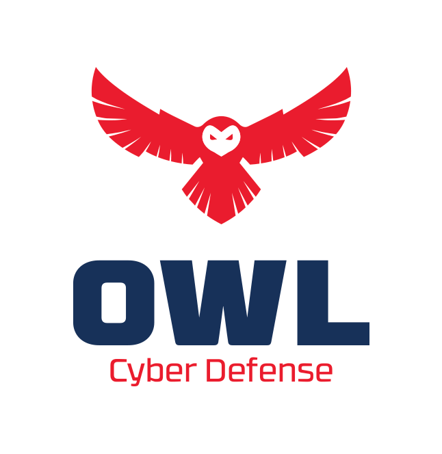 Owl Cyber Defense logo featuring a red owl