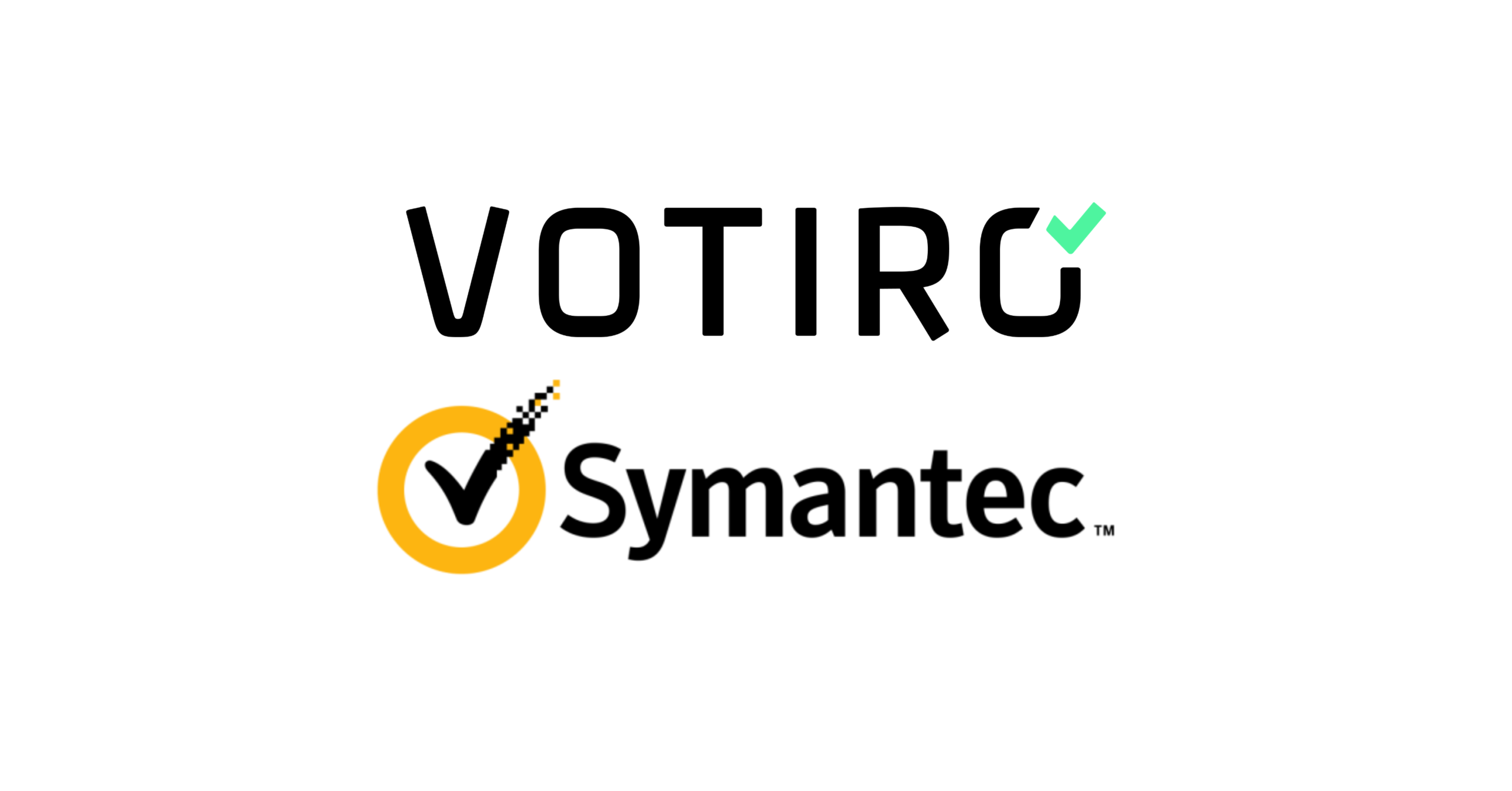 Votiro logo and Symantec logo on white background - Votiro
